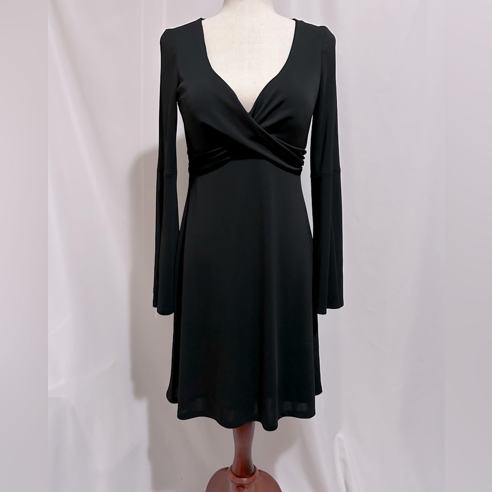 Cache Deep V-Neck Crisscross Front, A-Line Dress … - image 1